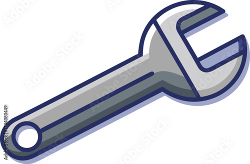 Illustration of a single adjustable wrench tool on a white background