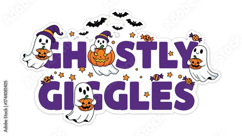 Spooky Amusements: Playful spectral figures and enchanting Halloween adornments set the scene for cheerful enjoyment.