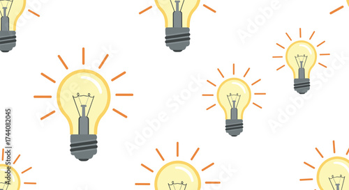 A collection of glowing light bulbs on a white background.