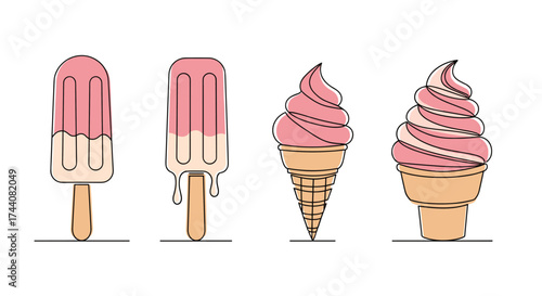 Sweet frozen treats like ice cream and popsicles.
