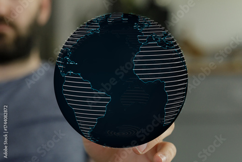 Close-up of a man's hand wi...