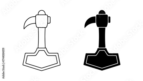 Two cartoon axes with simple black and white vector style