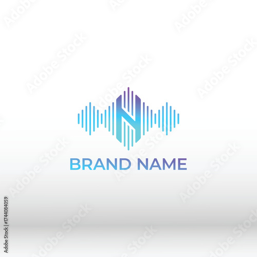 Sound Wave Letter N Logo Vector