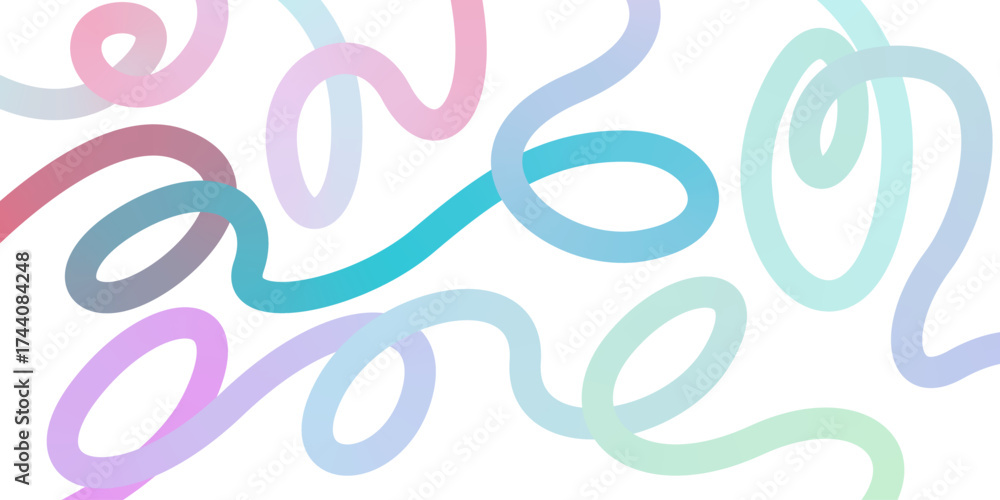 Obraz premium Abstract curve gradient pastel line color on white background. Rainbow wavy ribbon. Suitable for poster, banner, brochure and flyer. Vector