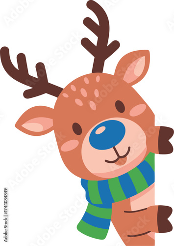 Cute christmas reindeer cartoon vector illustration download now