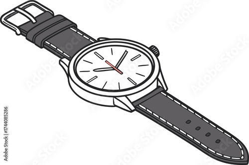 Sleek analog wristwatch vector illustration timeless accessory for digital design projects