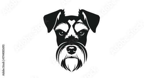 Black and white schnauzer dog head logo animal canine