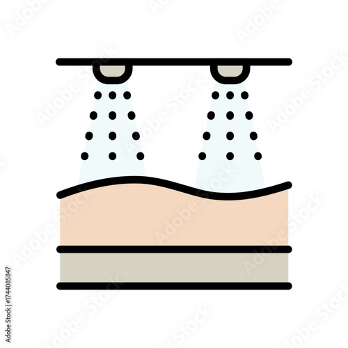 Vichy shower color icon. Hydro massage sign. Healthcare, skincare, wellness symbol. Spa health. Spa exercise. Vector isolated illustration.