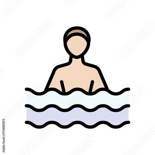 Person in swimming pool color icon. Simple sign of sport training in water. Healthcare, wellness symbol. Vector isolated illustration.