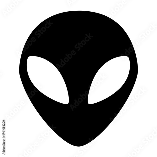 Vector art of alien head silhouette, a simple and iconic representation of extraterrestrial life with a minimalist design