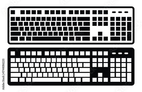 Modern Aluminum Computer Keyboard on Transparent Background.