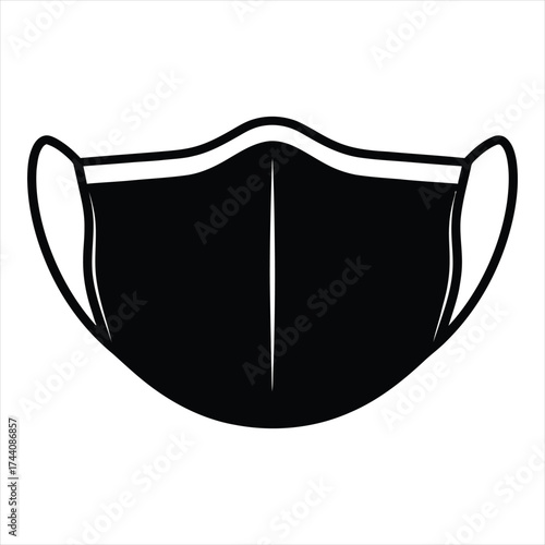Simple black face mask icon for health and safety protection modern simple design