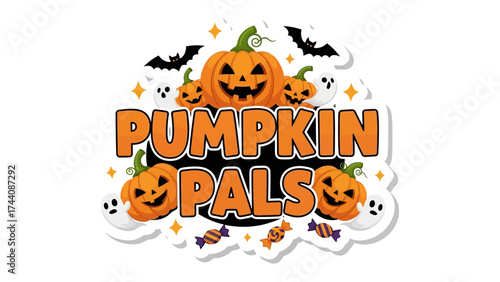 Pumpkin Pals Halloween: A festive design showcases a collection of friendly pumpkins, a perfect scene for Halloween. Designed to bring the charm and the spirit of the season.