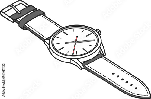 Sleek vector illustration of a classic wristwatch scalable for any design project