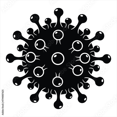 Stylized coronavirus icon representing global health threat and scientific research
