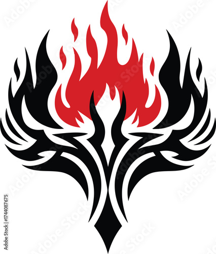 Tribal Flame Phoenix Fire Symbol Vector Design