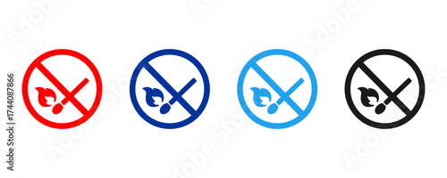 icon prohibiting the carrying of matches/lighters with color variations