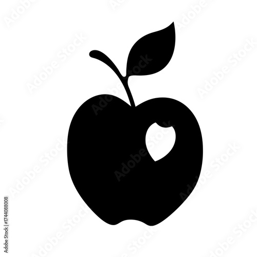 Vector art of apple silhouette, a minimalist design featuring a fruit with a heartshaped core, creating a unique and symbolic image