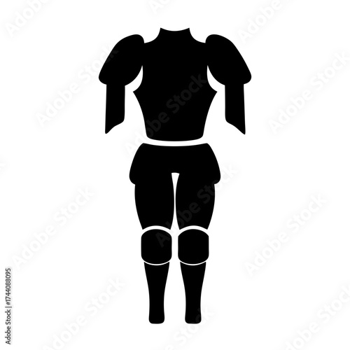 Vector art of silhouette of a medieval knights armor, showcasing its protective design and historical significance in warfare