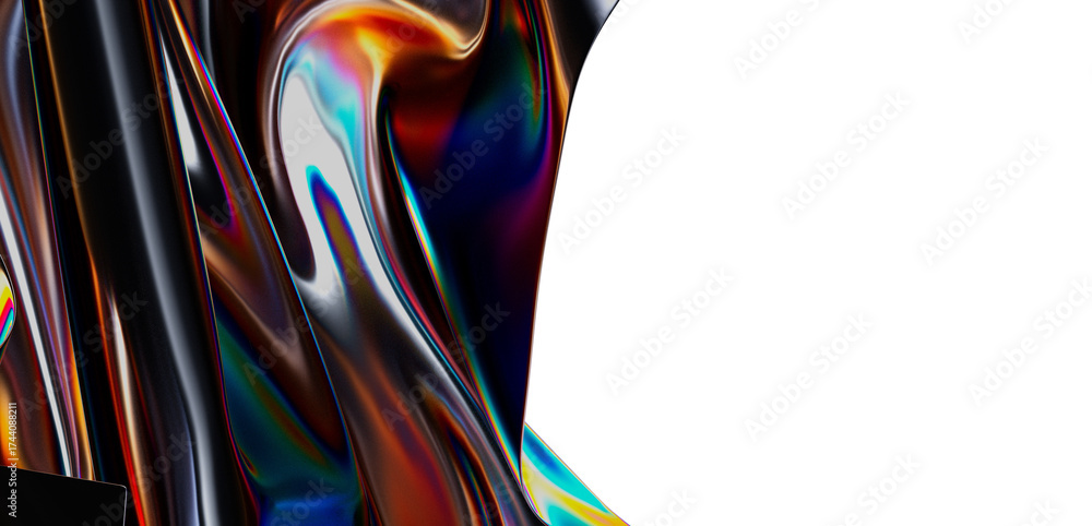 Obraz premium High-resolution image of abstract iridescent fabric folds, perfect for design projects. Download now!