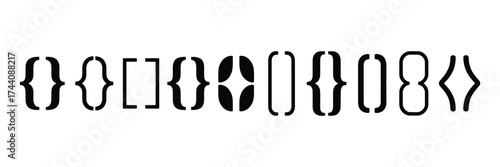 Black Bracket Icon Collection – Vintage Quote Box Frames and Typography Symbols for Text Design – Vector Illustration Set