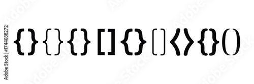 Black Bracket Icon Collection – Vintage Quote Box Frames and Typography Symbols for Text Design – Vector Illustration Set