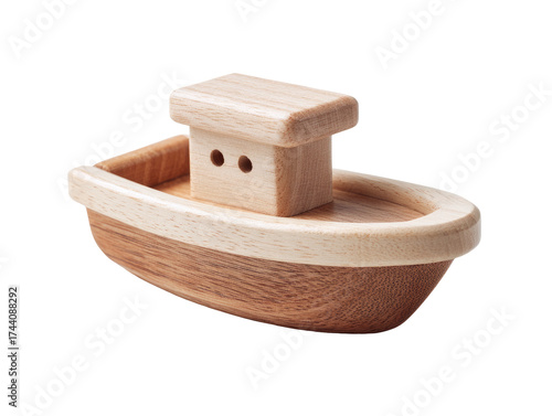 Small wooden toy boat