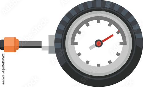 Tire pressure gauge connected to a wheel valve stem