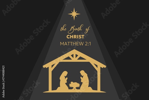 Nativity Bethlehem Silhouette featuring Mary, Joseph and  baby Jesus