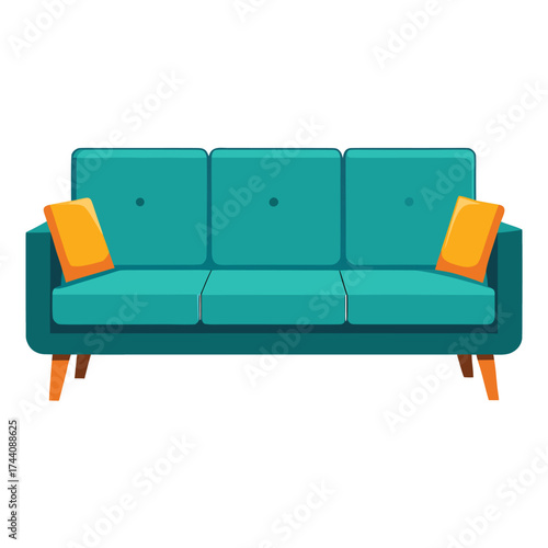 Flat Vector Sofa Set Three Seater