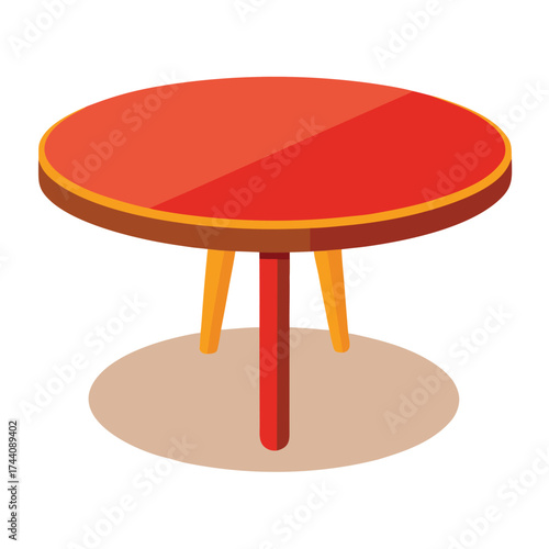 Minimal Flat Vector Round Dining Table