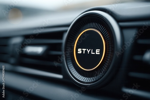 A detailed view of a car air vent featuring the word 'STYLE'. The image captures the modern design and aesthetic of automotive interiors.