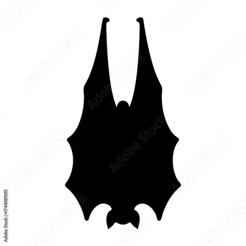 Vector art of silhouette of a bat, a nocturnal mammal often associated with halloween and gothic themes, vector illustration