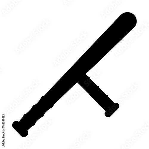 Vector art of silhouette of a black police baton symbol of law enforcement, security, and authority simple and minimalist design