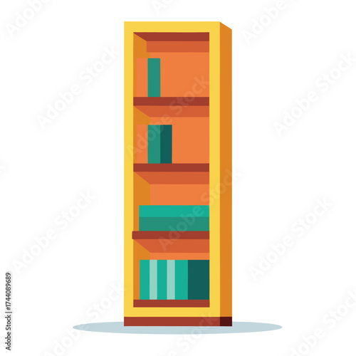 Minimal Flat Vector Tall Bookcase