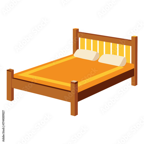 Minimal Flat Vector Wooden Bed Frame