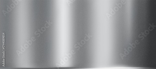 3D silver metal gradient background with chrome foil and grunge rough gradation texture. Glossy stainless steel surface with mirror reflection and smooth sheen. Realistic shiny vector bg in Y2K style