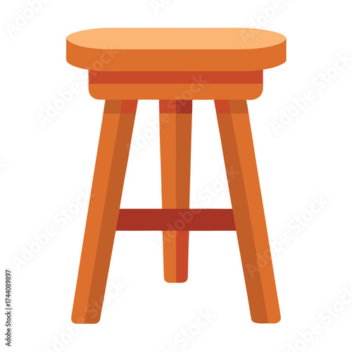 Minimal Flat Vector Wooden Stool