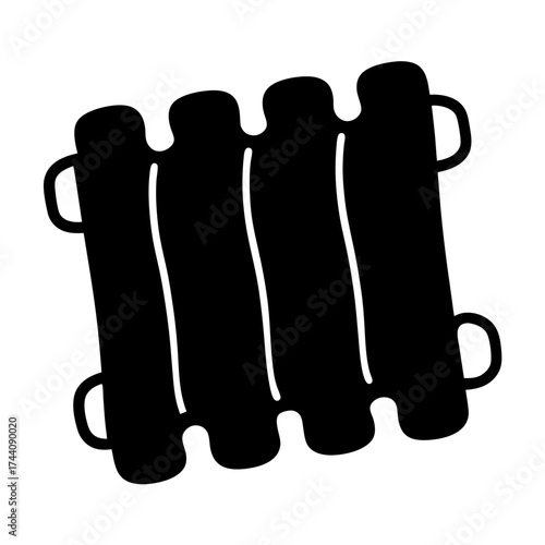 Illustration of a black radiator, perfect for heating and plumbing designs, offering a clean and modern aesthetic