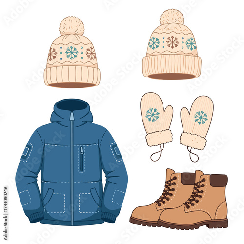 Winter clothing for cold weather adventures and outdoor activities.