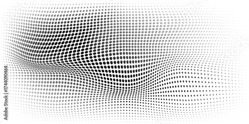 Grunge halftone gradient background. Faded dotted grit noise texture. Black and white rasterized sand wallpaper.  eps 10