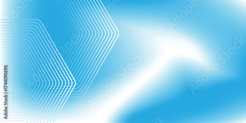 Abstract hexagon lines on blue background. Geometric stripe line art design for poster, brochure, cover, website, banner.