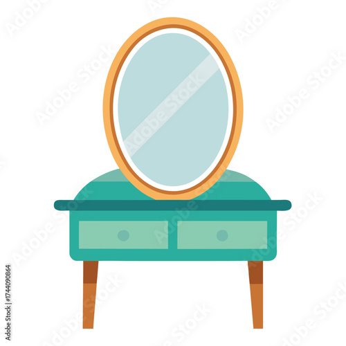 Modern Flat Vector Vanity Mirror Table