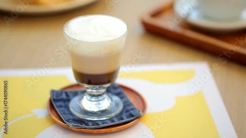 Iced chocolate in a glass cup