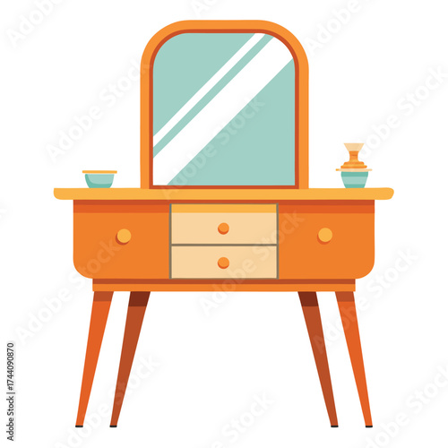 Modern Flat Vector Vanity Table