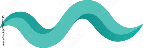 Abstract teal wave form with smooth curves and gradient colors