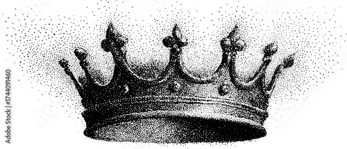 Intricate dotwork stipple design of a broken crown for artistic projects