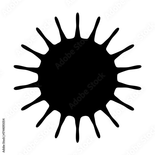 Illustration of a sun, a celestial body with rays emanating from its center, symbolizing warmth and energy