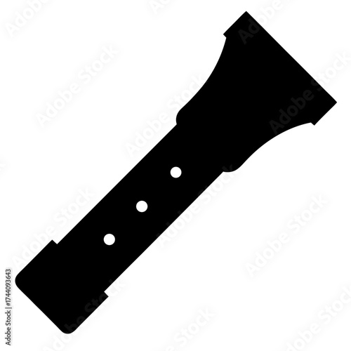 Vector art of silhouette of a clarinet, a woodwind instrument with a singlereed mouthpiece and cylindrical bore, musical instrument