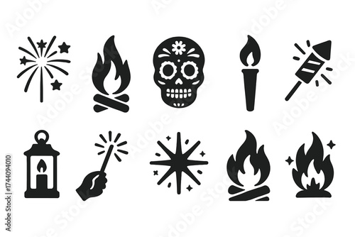 Halloween silhouette icon set. spooky, festive icons for holiday celebrations